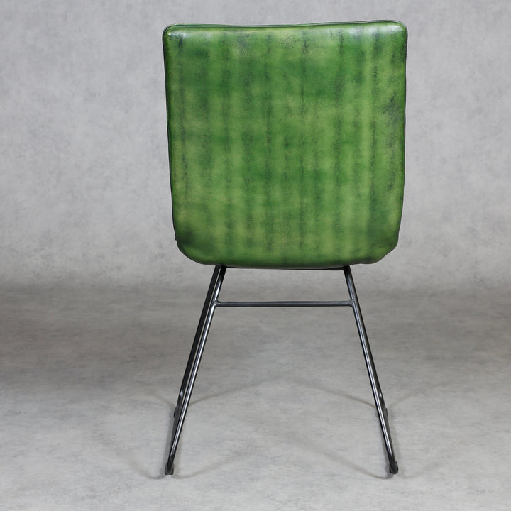 Silla de comedor de cuero verde