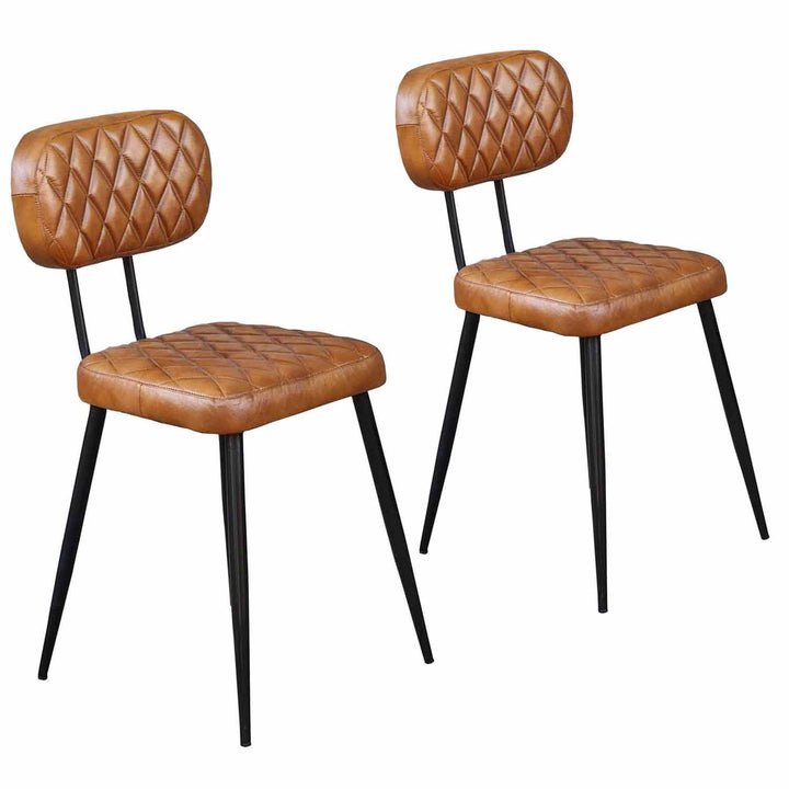 Sillón de cuero Sofia Cognac, juego de 2