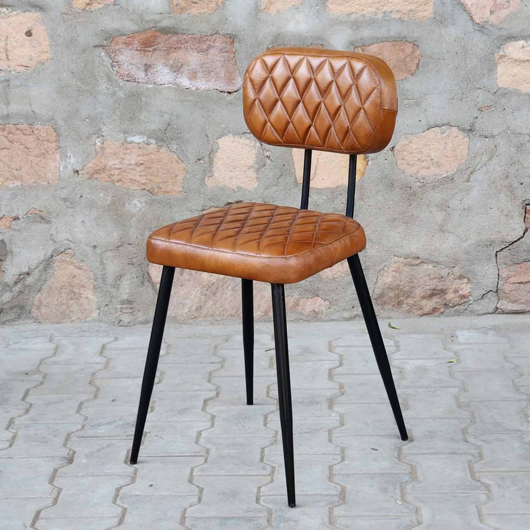 Sillón de cuero Sofia Cognac, juego de 2