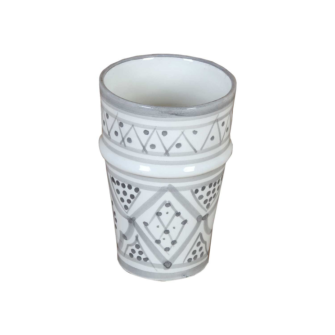 Taza de cerámica de Marruecos en gris y blanco