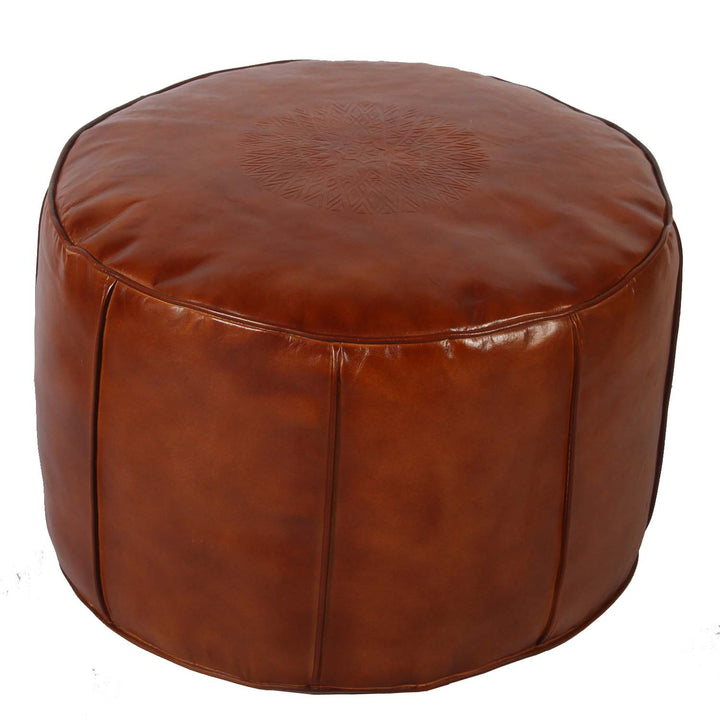 Cojín marroquí de cuero Asli Caramel
