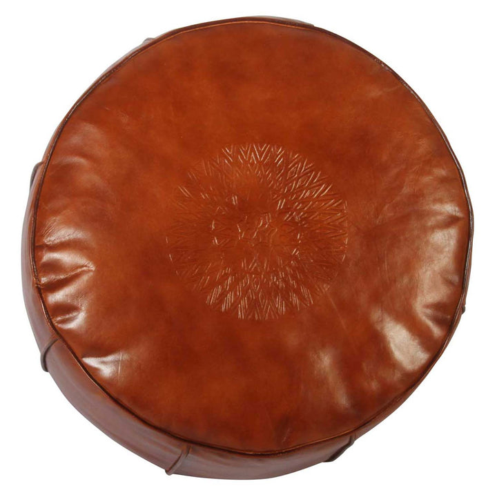 Cojín marroquí de cuero Asli Caramel
