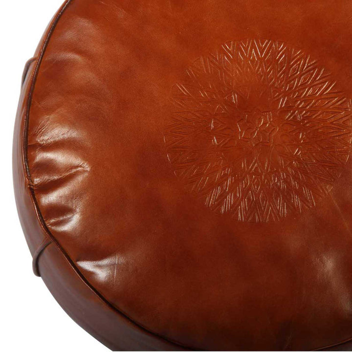 Cojín marroquí de cuero Asli Caramel