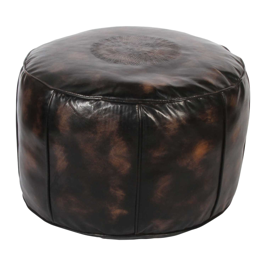 Cojín marroquí de cuero Asli negro