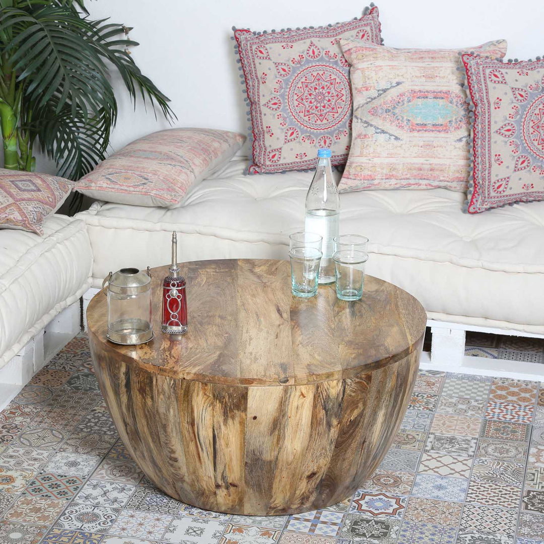 Mesa de centro Torino redonda de madera maciza