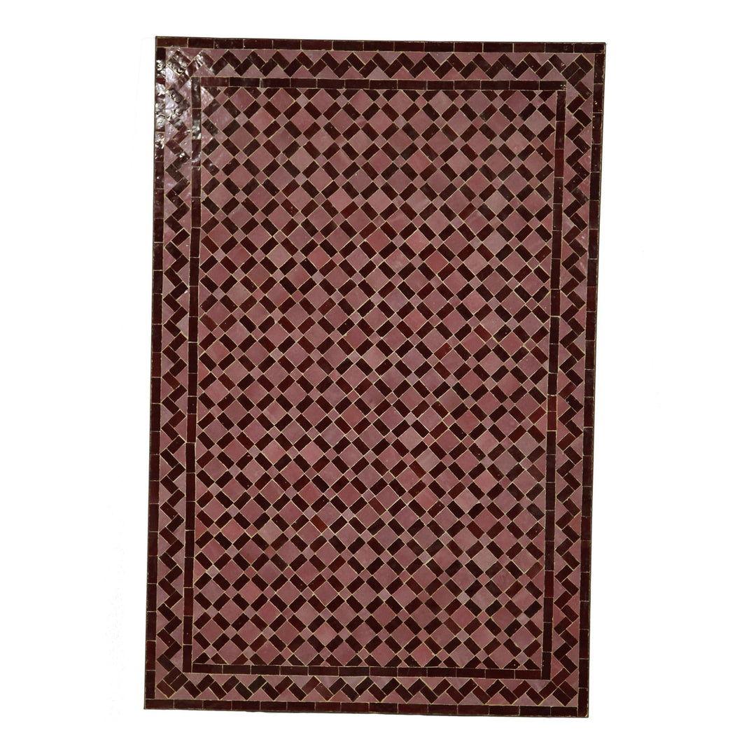 Mesa de comedor mosaico 120x80 baldosas burdeos