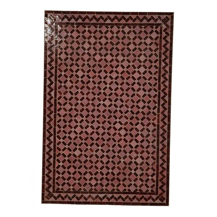 Mesa de comedor mosaico 120x80 baldosas burdeos