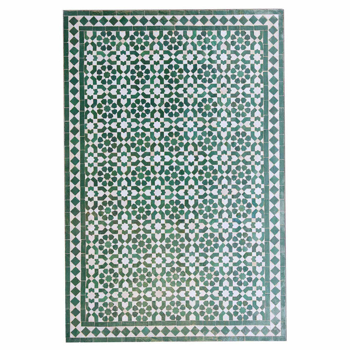 Mesa de comedor mosaico 120x80 verde blanco esmaltado