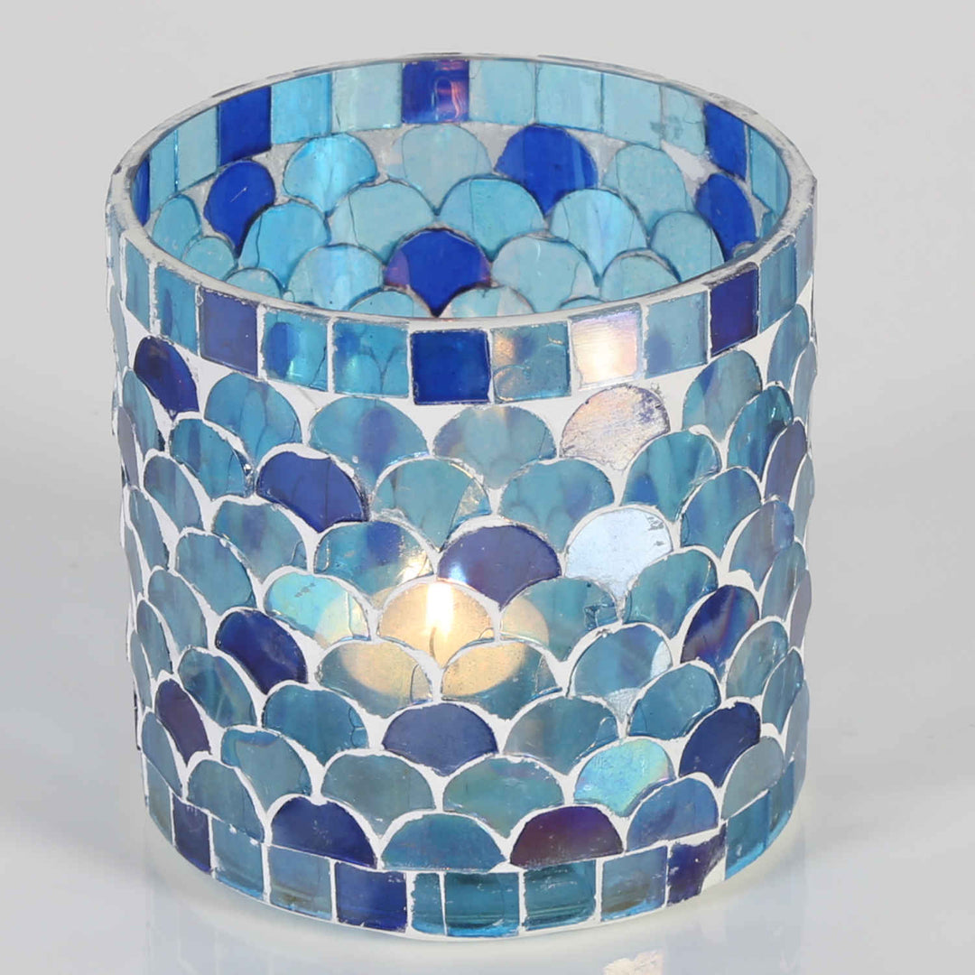 Portavelas mosaico oriental Atenas azul oscuro