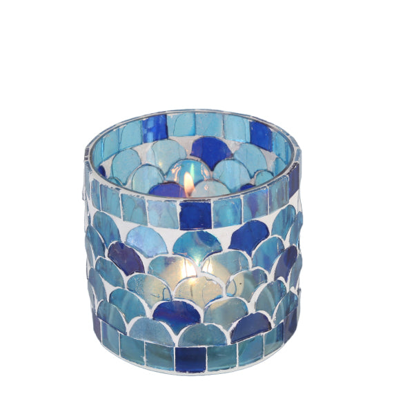 Portavelas mosaico oriental Atenas azul oscuro