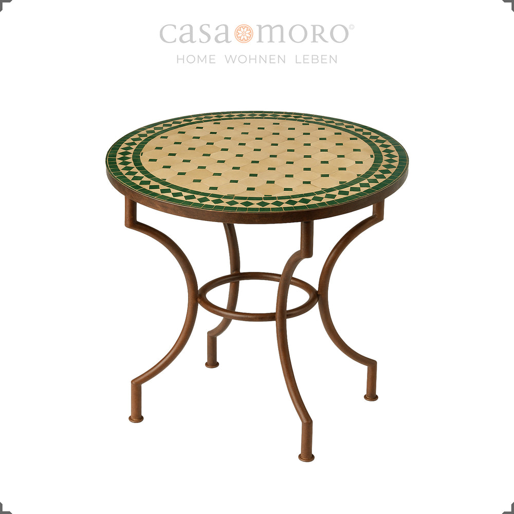 Zellige-Mosaiktisch mit Ø 80 cm – ideal für Balkon, Garten oder Esszimmer