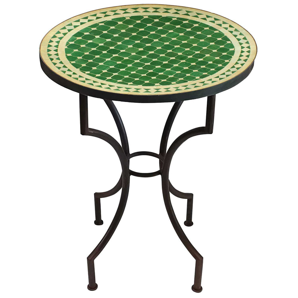 Mesa De Mosaico Estilo Marroquí/mediterráneo Para Balcón, Jardín O Comedor - Diseño Marrakech En Natural/blanco, 120 Cm - Desmontable