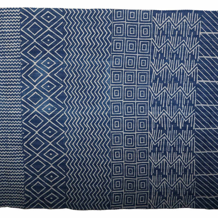 Cubrecolchón étnico Kantha azul