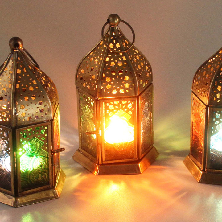 Farolillos orientales de cristal Nael multicolor, juego de 3