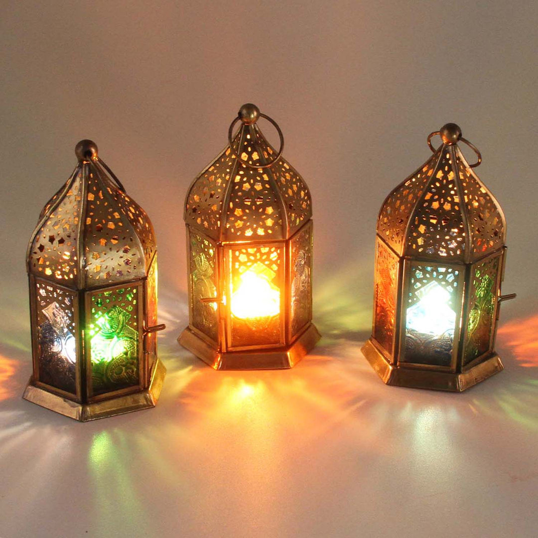 Farolillos orientales de cristal Nael multicolor, juego de 3
