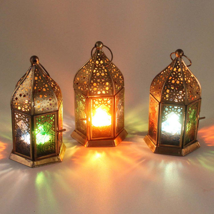 Farolillos orientales de cristal Nael multicolor, juego de 3