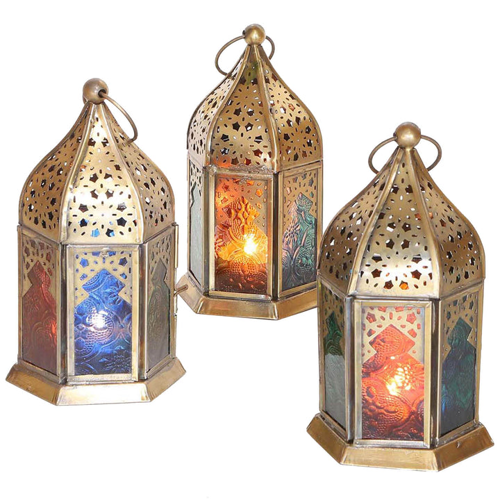 Farolillos orientales de cristal Nael multicolor, juego de 3