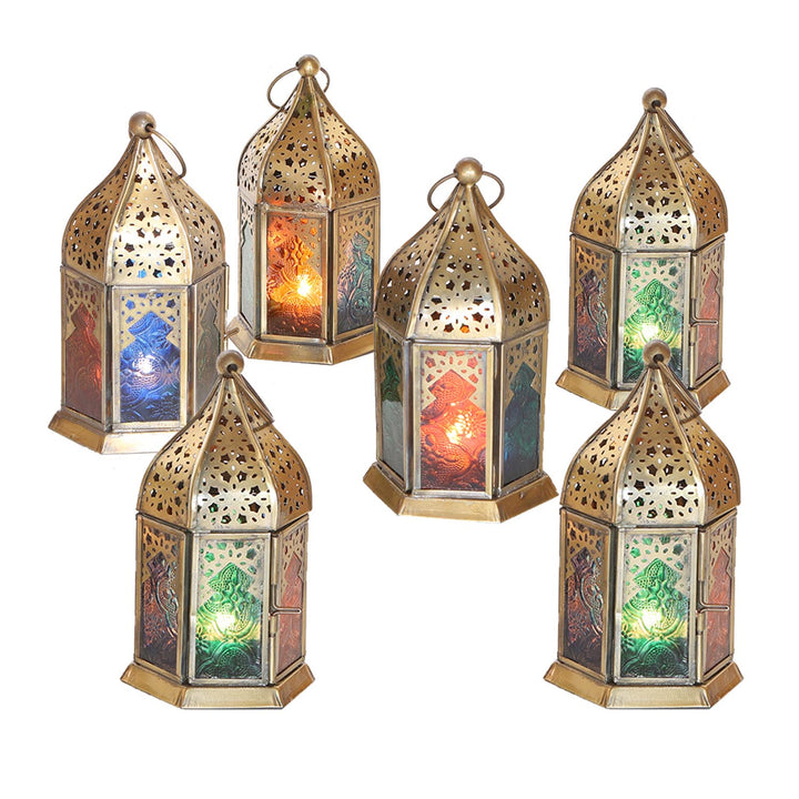 Farolillos orientales de cristal Nael multicolor, juego de 6
