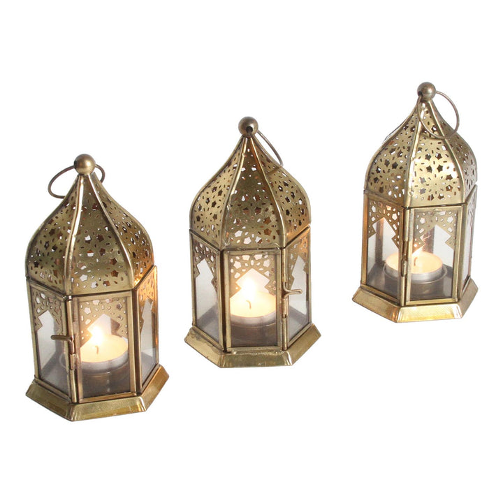 Portavelas orientales de cristal Nael, transparentes, juego de 3