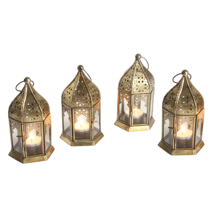 Farolillos orientales de cristal Nael transparentes, juego de 4