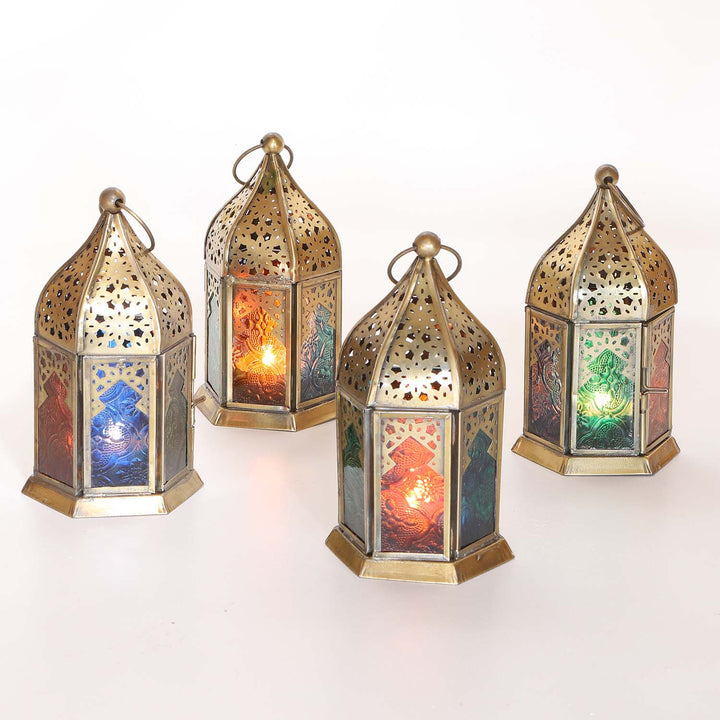 Portavelas orientales de cristal Nael multicolor, juego de 4