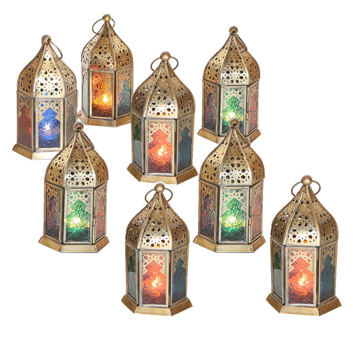 Farolillos orientales de cristal Nael multicolor, juego de 8