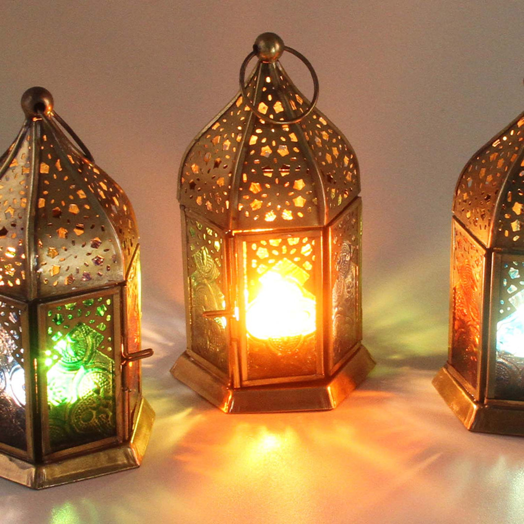 Farolillos orientales de cristal Nael multicolor, juego de 8