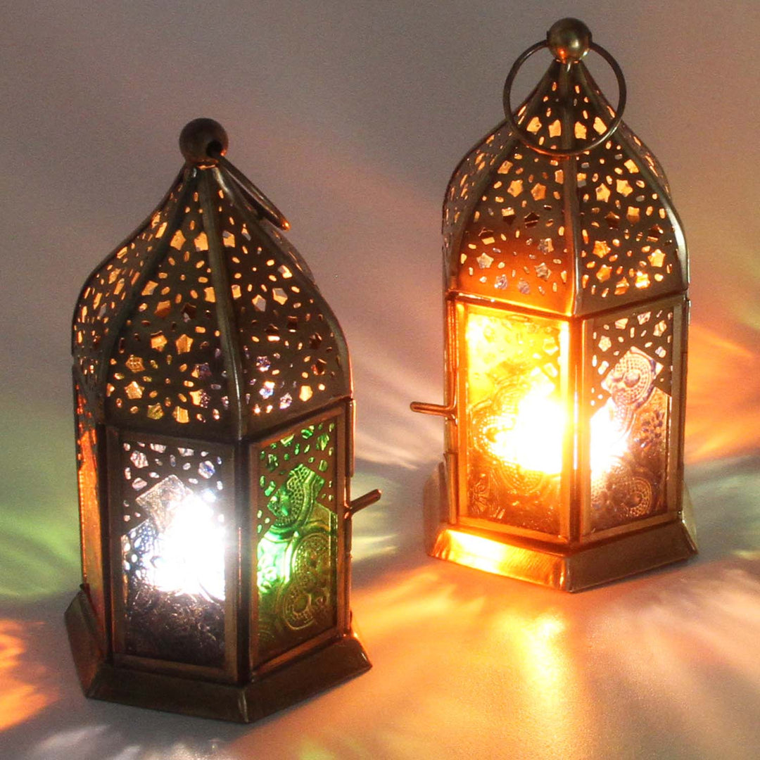 Farolillos orientales de cristal Nael multicolor, juego de 2