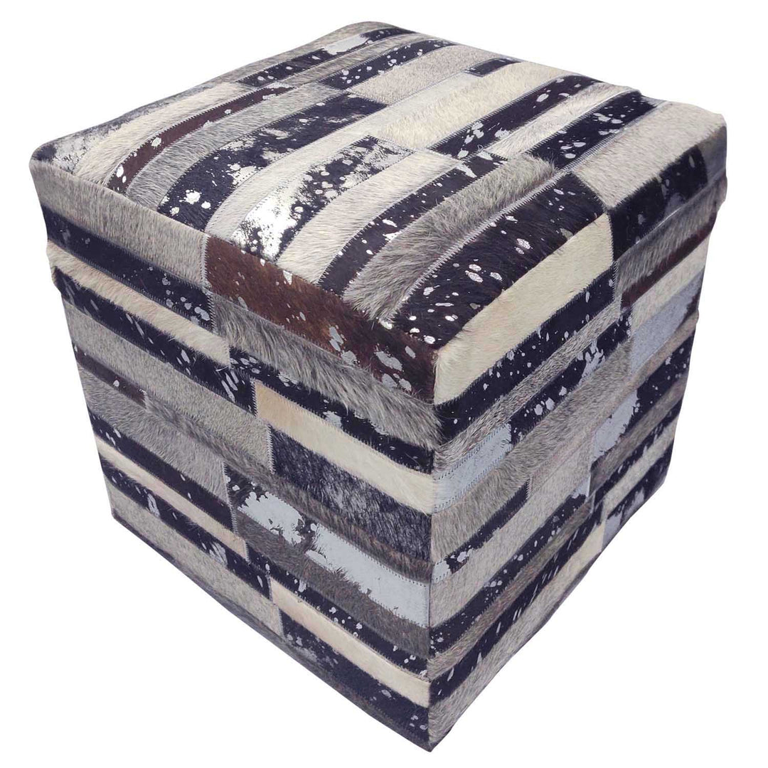 Taburete de piel patchwork Rinara