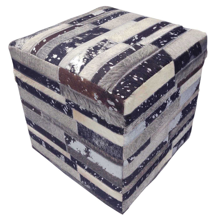 Taburete de piel patchwork Rinara