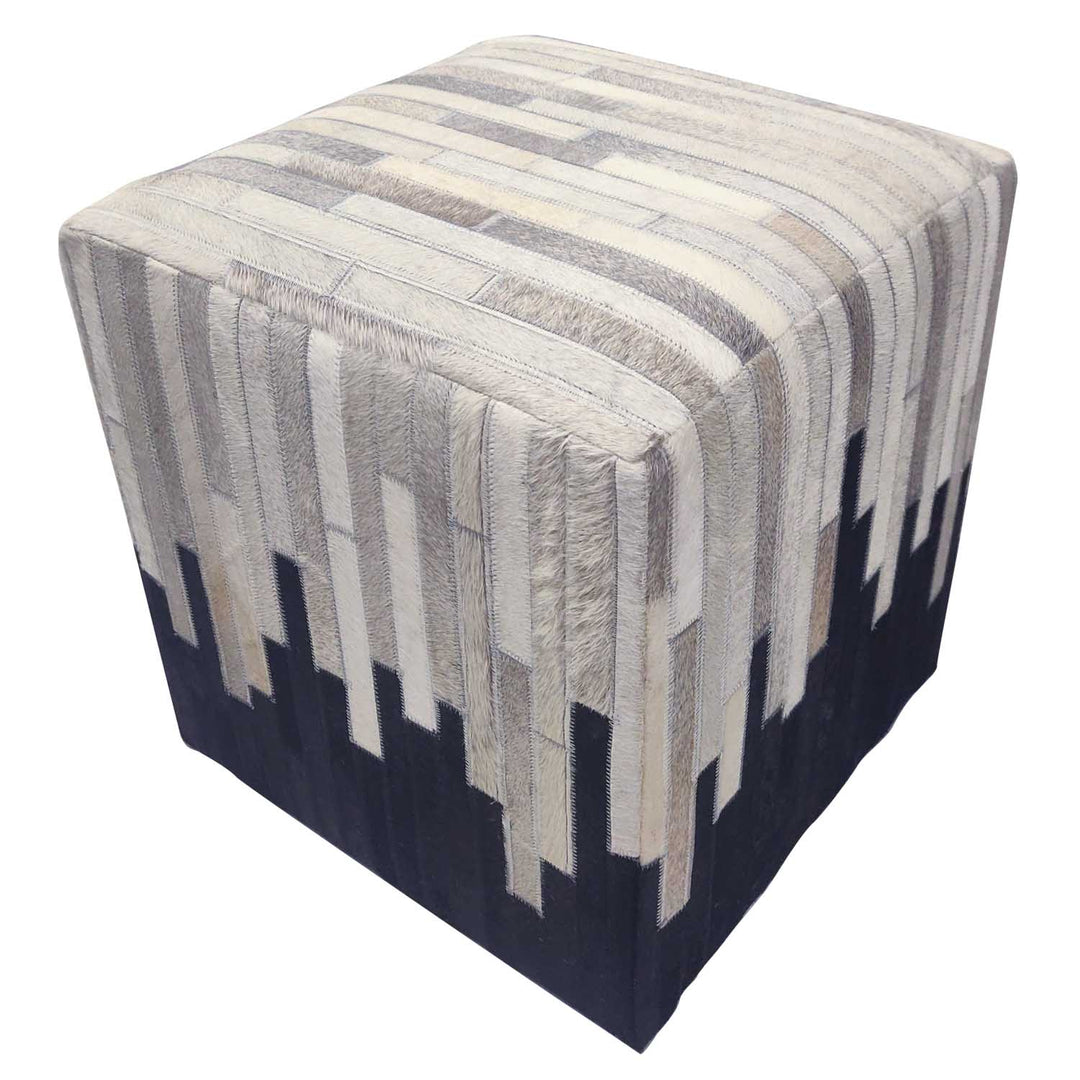 Puf de piel patchwork Sunil