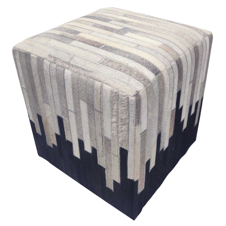 Puf de piel patchwork Sunil