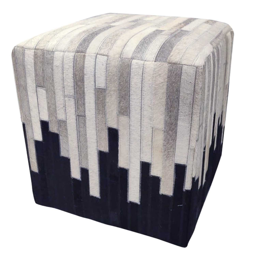 Puf de piel patchwork Sunil