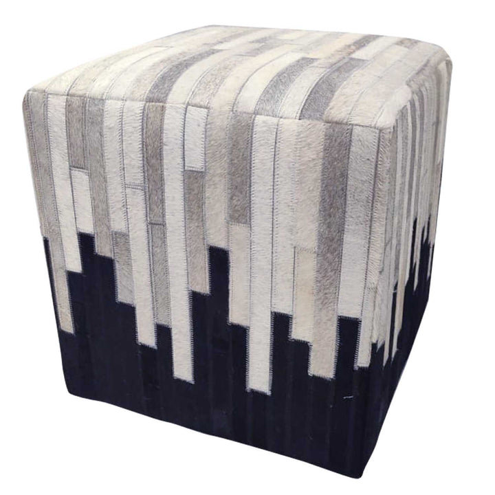 Puf de piel patchwork Sunil