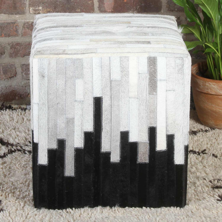 Puf de piel patchwork Sunil