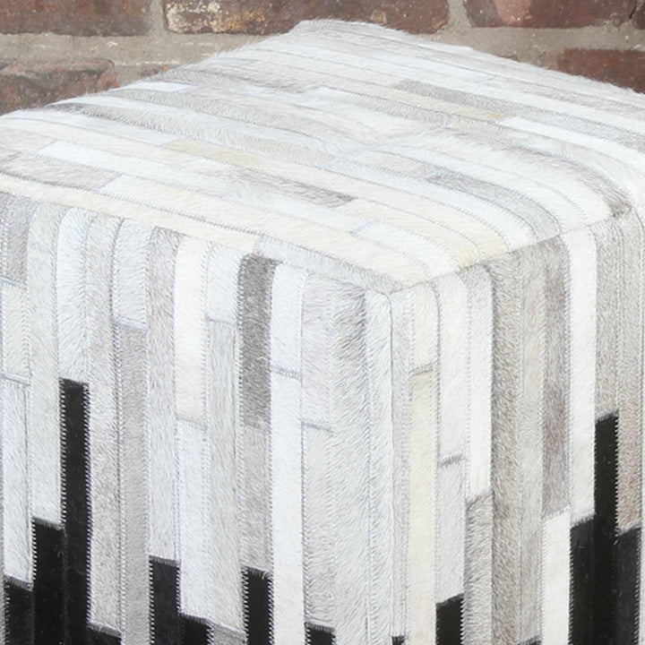 Puf de piel patchwork Sunil