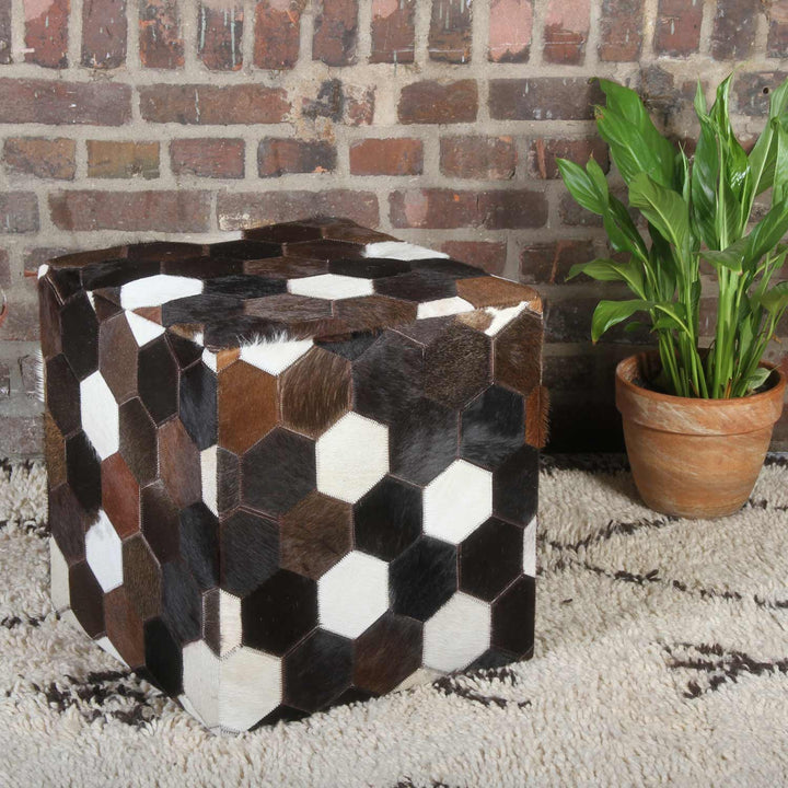 Cojín de cuero patchwork Vanita
