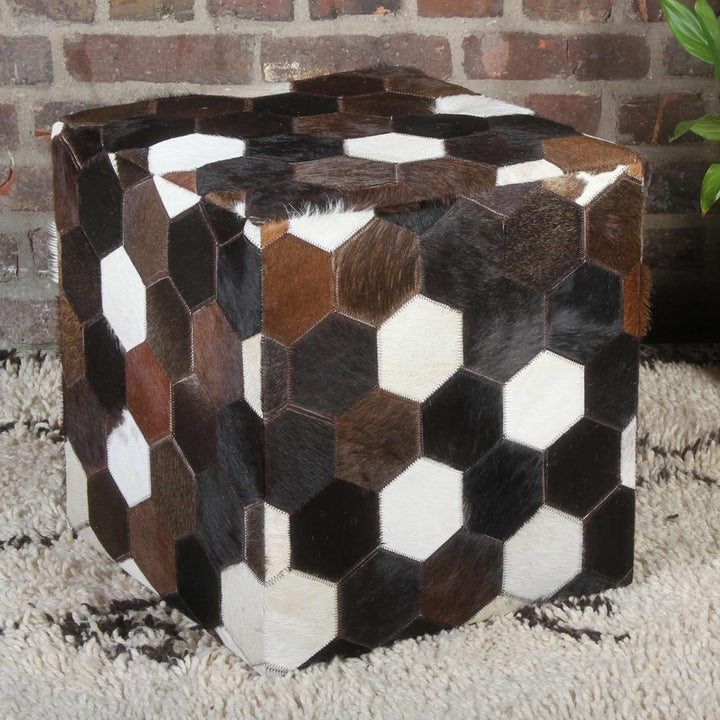 Cojín de cuero patchwork Vanita