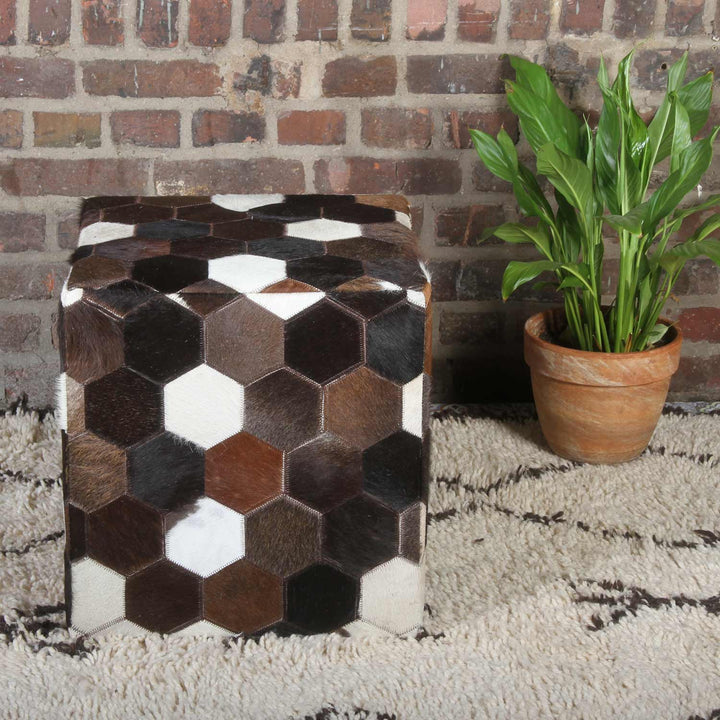 Cojín de cuero patchwork Vanita