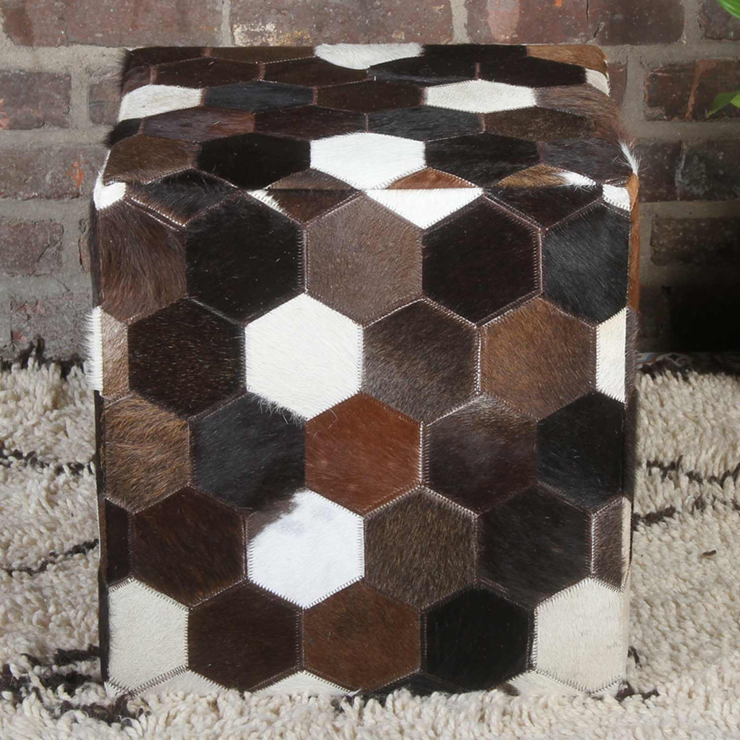 Cojín de cuero patchwork Vanita