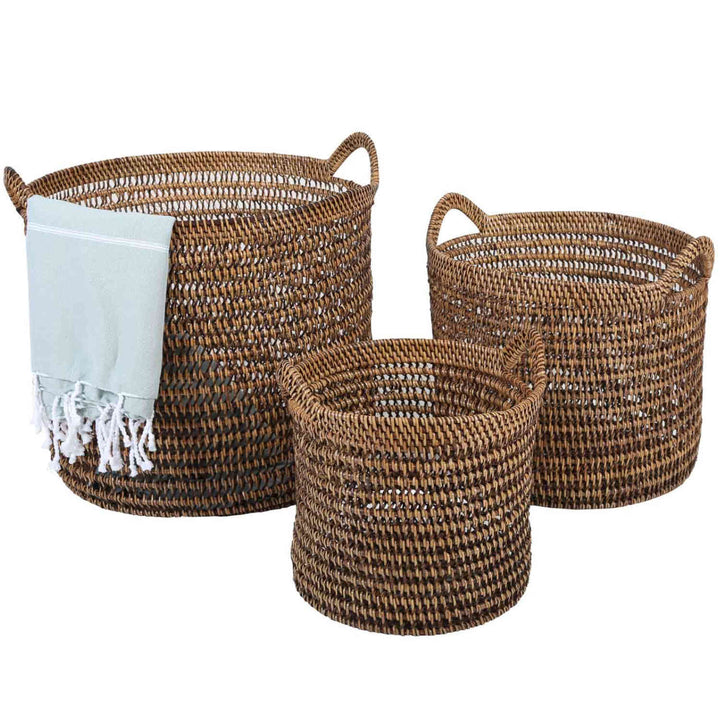 Cesta de ratán Eda marrón con asa