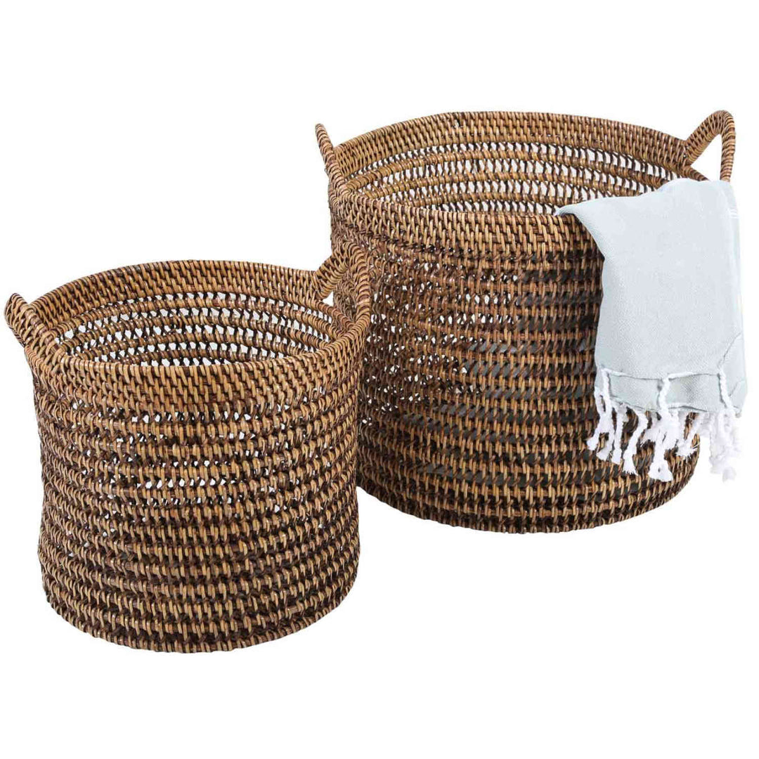 Cesta de ratán Eda marrón con asa