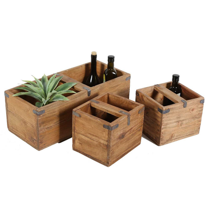Caja de madera de teca Enzo, juego de 3