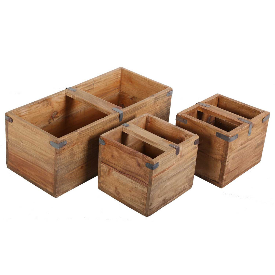 Caja de madera de teca Enzo, juego de 3