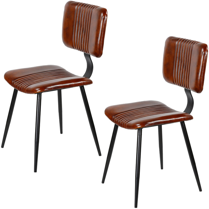 Sillas de comedor de cuero marrón