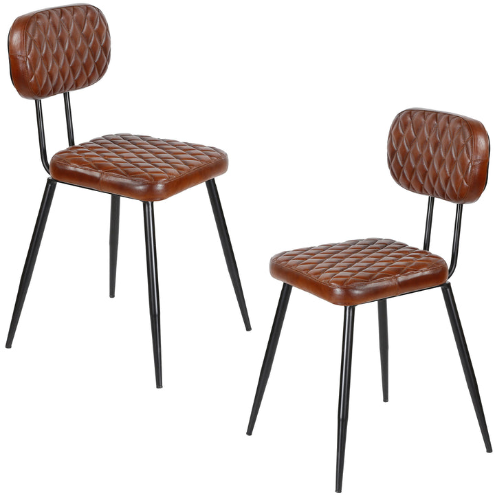 Sillas de comedor de cuero marrón