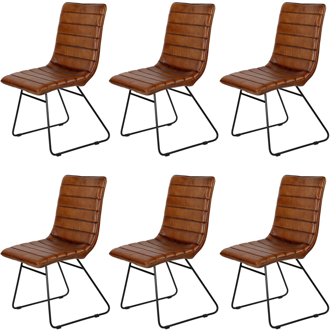Silla de comedor de cuero marrón