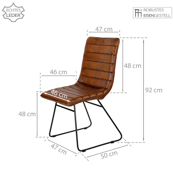 Silla de comedor de cuero marrón