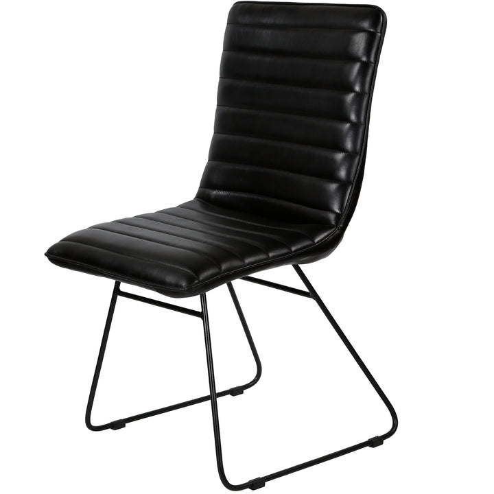 Silla de comedor de cuero negro