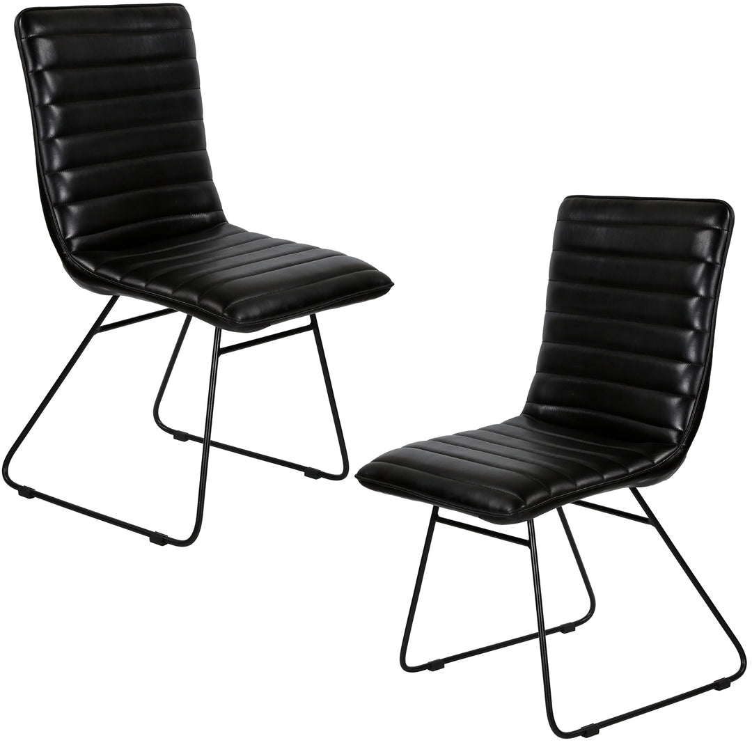 Silla de comedor de cuero negro